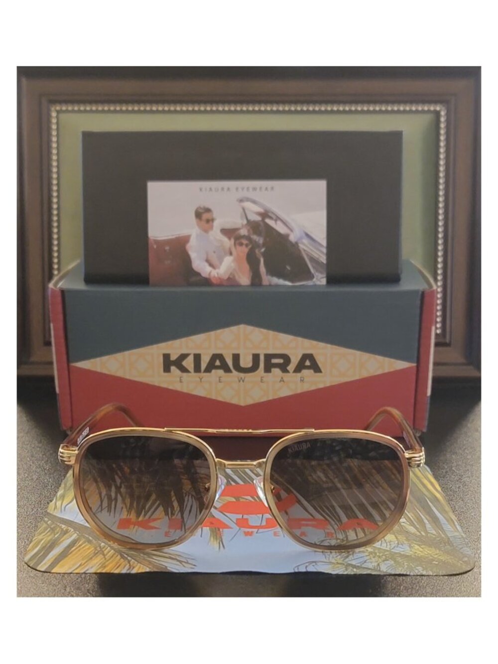 KIAURA Gehry Mocha Titanium Round Polarized Sunglasses Brown UV400 NWT